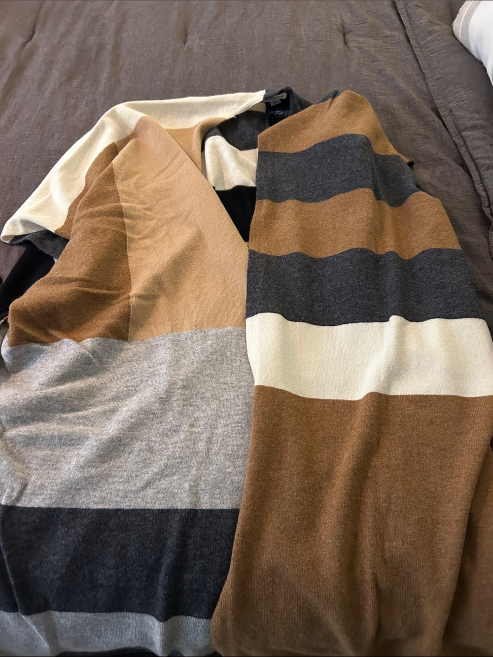 LK Bennett Women’s Striped/Colorblock Wrap/Open Vest - Brown, Gray & Cream